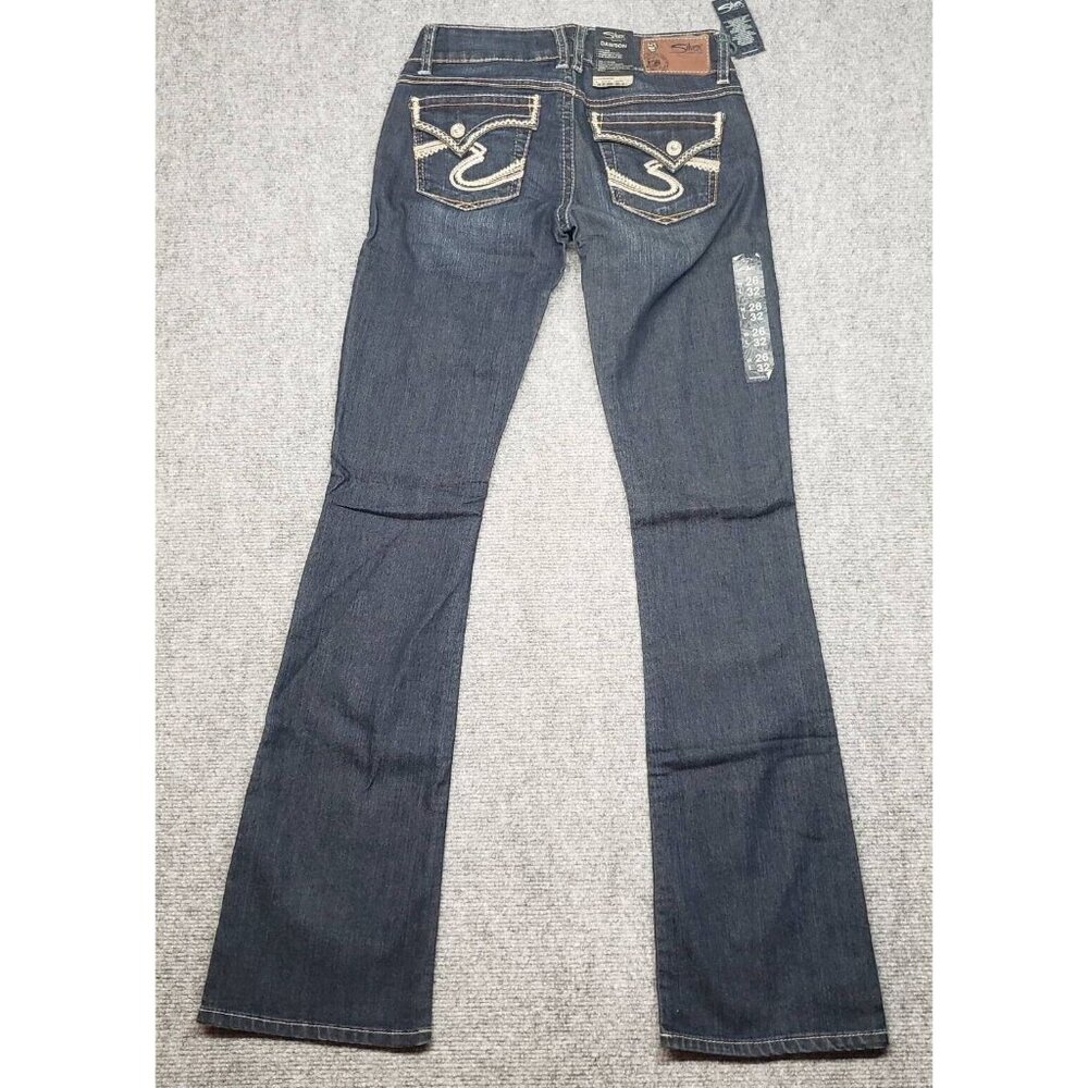Silver Jeans Dawson Womens 26X32 Blue Bootcut Faded Embroidered Low Rise New - Picture 2 of 12